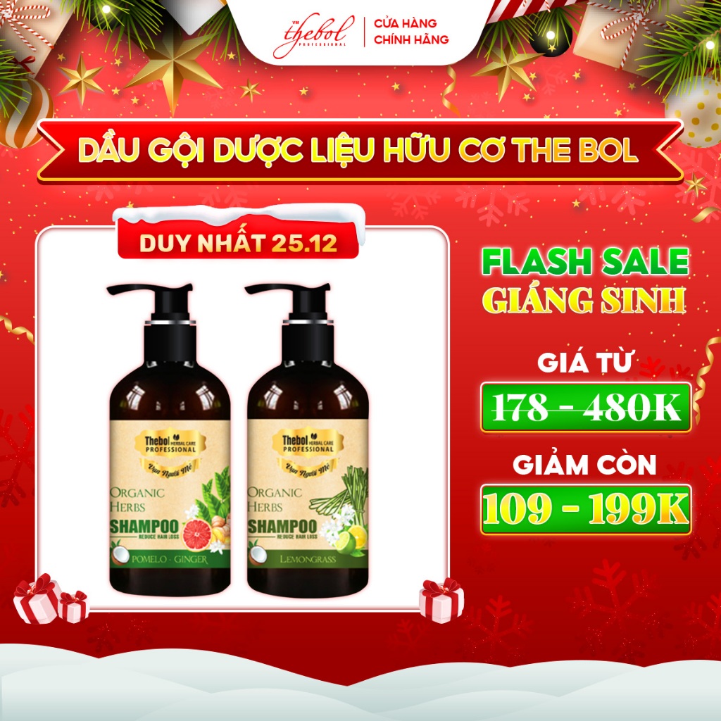 Dầu gội dược liệu Thebol làm sạch giảm gãy rụng 20 thành phần dược liệu hữu cơ giúp mềm mượt từ chân tóc