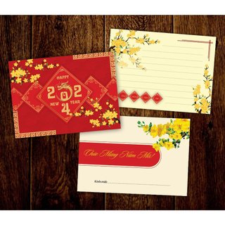 Thiệp chúc Tết ghi tay lời chúc tròn bộ có bao thư, thiệp Tét có in lời chúc trọn bao thư (11x15cm)