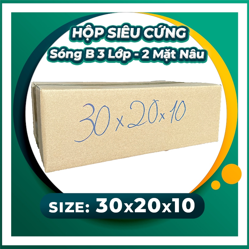 30x20x10 Hộp Carton siêu cứng 2 mặt nâu 3 lớp sóng B .