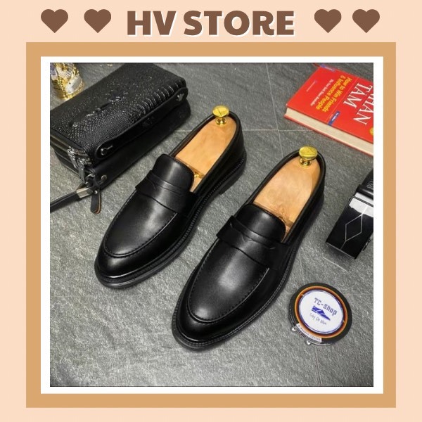 Giày Da Penny Đen Quốc Dân Tăng Chiều Cao 5cm - HV STORE