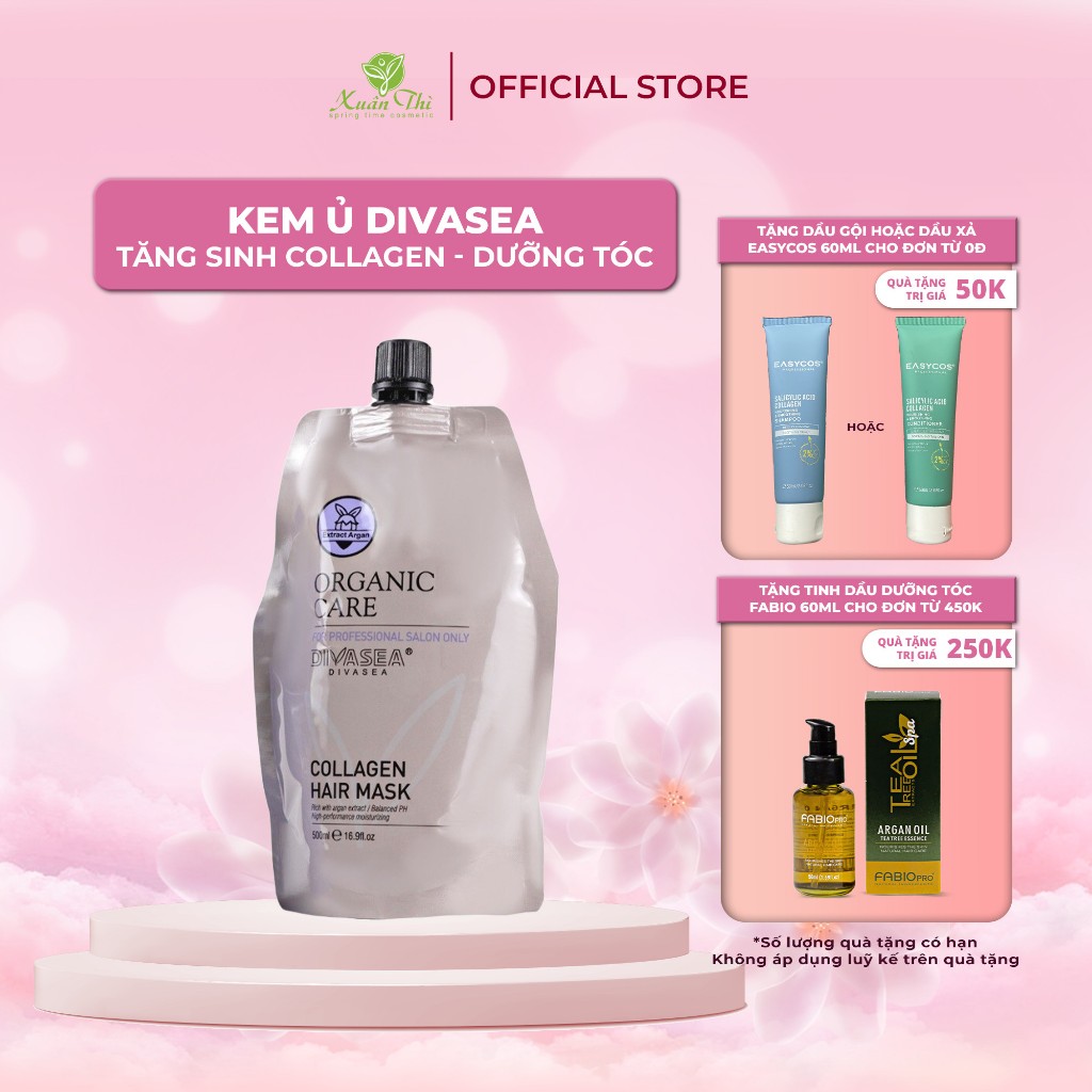 Kem ủ tóc hữu cơ, phục hồi tái sinh tóc hư tổn, dưỡng siêu mềm mượt Divasea 500ml - Mỹ phẩm Xuân Thì