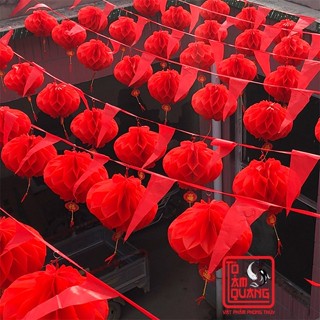 Combo 100 Đèn lồng đỏ chữ Phúc nilon treo trang trí Lễ Tết chống thấm trang trí cửa hàng, trần siêu thị, công viên