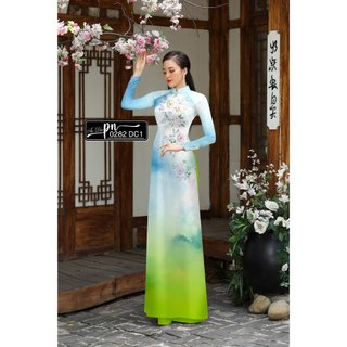 Vải may áo dài - đầm váy - pn0282 - vải siêu lụa in kts - vải mềm mịn - co giãn - mát và rũ tà