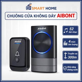 Chuông cửa không dây thông minh Aibont chống nước tín hiệu cực nhạy khoảng cách 300m, khoảng cách xuyên tường 50m