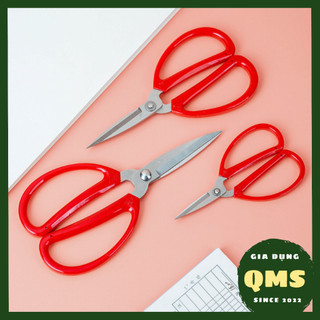 Kéo cắt thủ công , kéo cắt thực phẩm đa năng màu đỏ siêu bén thép không gỉ 17cm