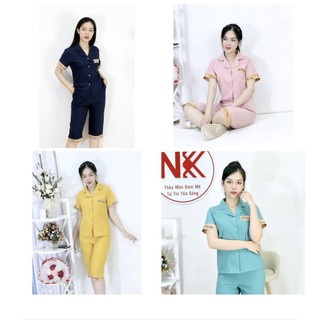 Set đồ nữ Lửng L2 đồ bộ tay ngắn , quần lửng mặc nhà in chữ ký đơn giản sang chảnh