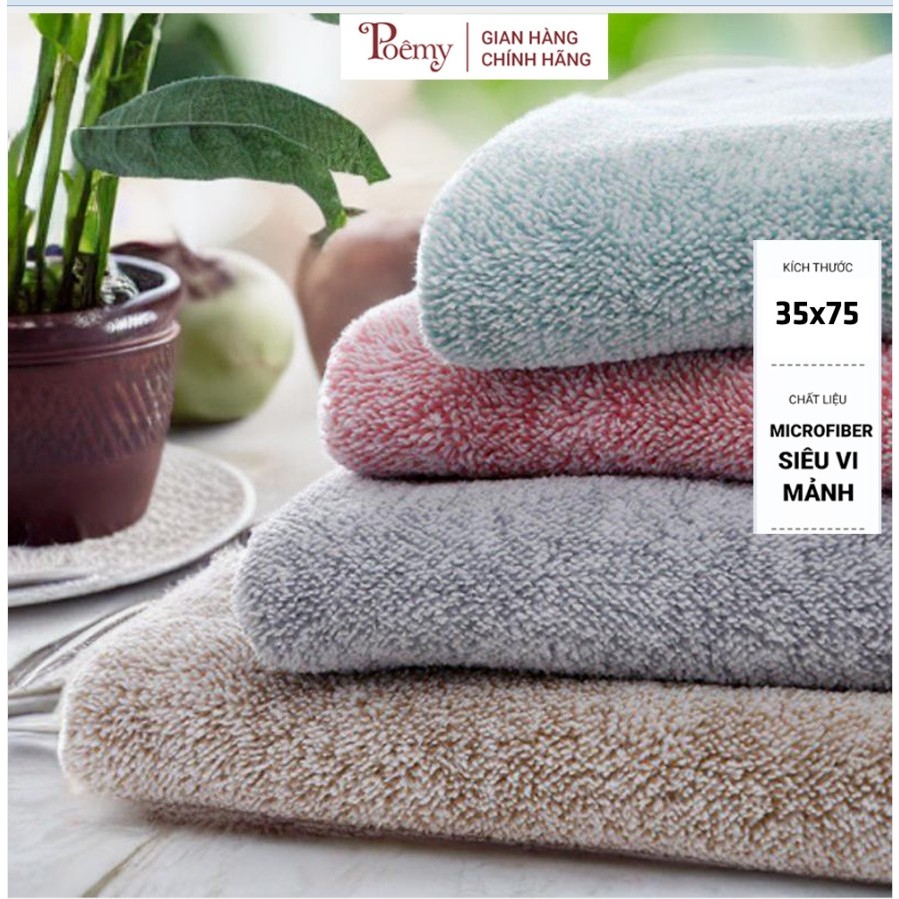 Khăn tắm lau tóc Poêmy ST KT(35x75cm) - Trơn (Khăn không có sọc trắng)