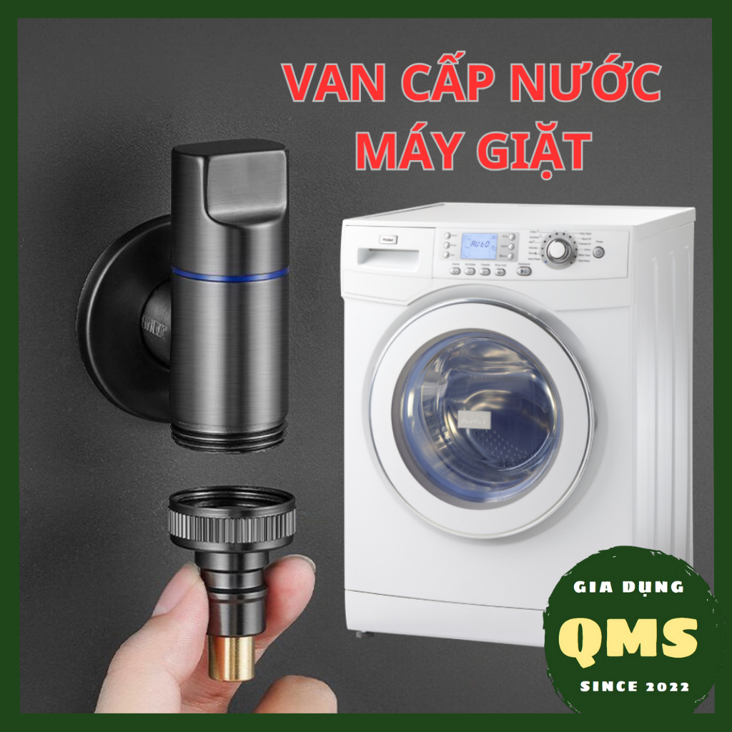 Van chia nước dành cho máy giặt, van xả nước đầu máy giặt inox 304 màu Xám sang trọng, nhỏ gọn