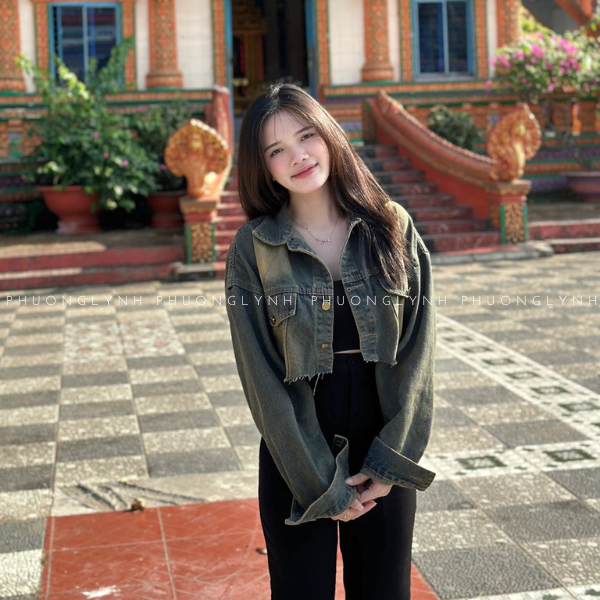 Khoác jean nữ croptop , áo khoác jean nữ tay phồng , áo khoác nữ chất jean dạng lửng PLA222 - PHUONG LYNH SHOP