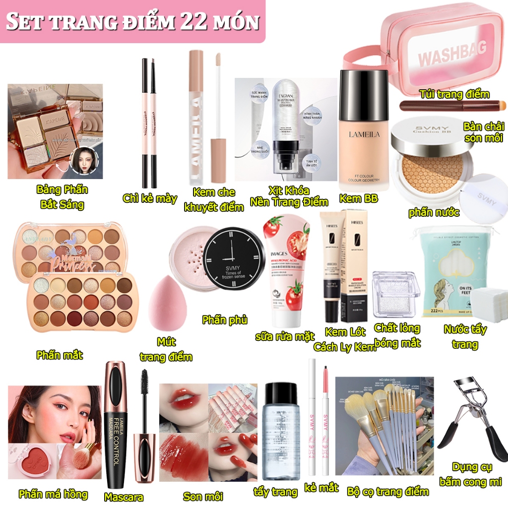 Đầy Đủ Makep/Trang Điểm Đi Tiệc/Trang Điểm Cá Nhân 22 Món-LML-T22