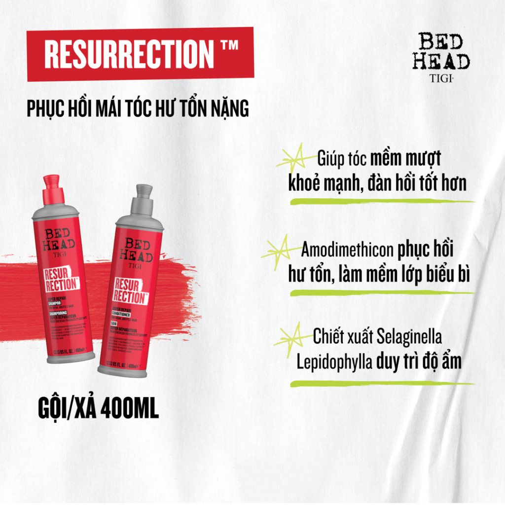 Combo Gội/xả phục hồi dành cho mái tóc hư tổn TIGI Bed Head Resurrection™