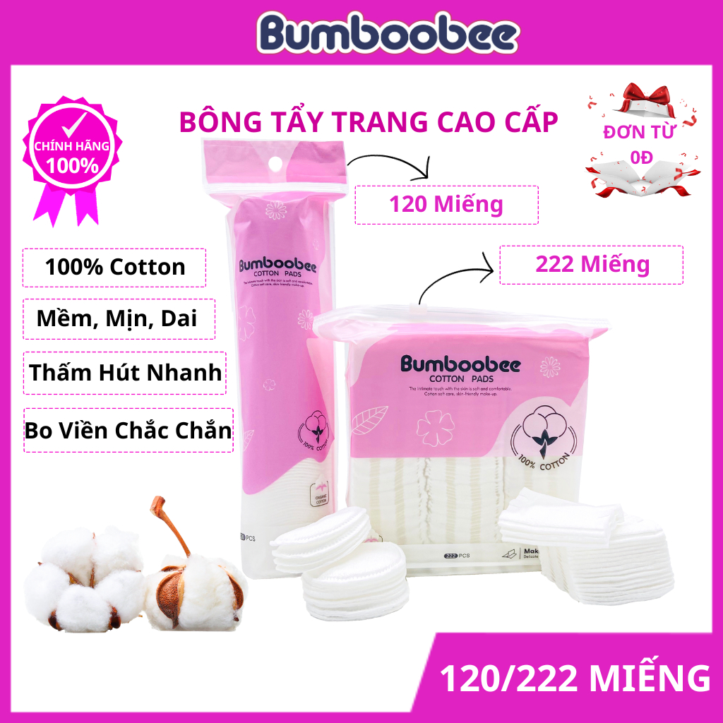 Bông Tẩy Trang 120/222 Miếng Bumboobee Cao Cấp