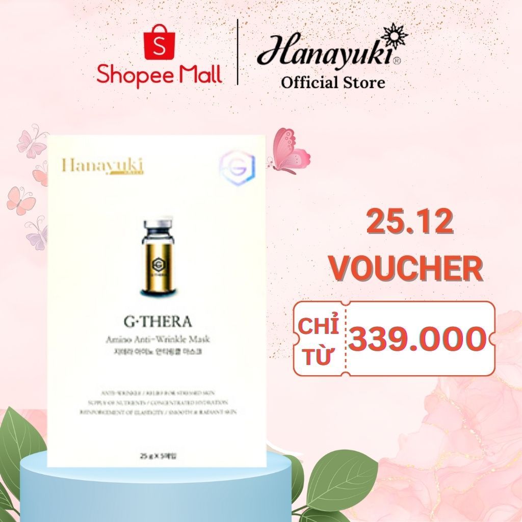 Mặt Nạ Hàn Quốc G Thera Amino Anti-Wrinkle Mask Giúp Giảm Nếp Nhăn Dưỡng Ẩm Hanayuki Chính Hãng 5 Miếng 125g