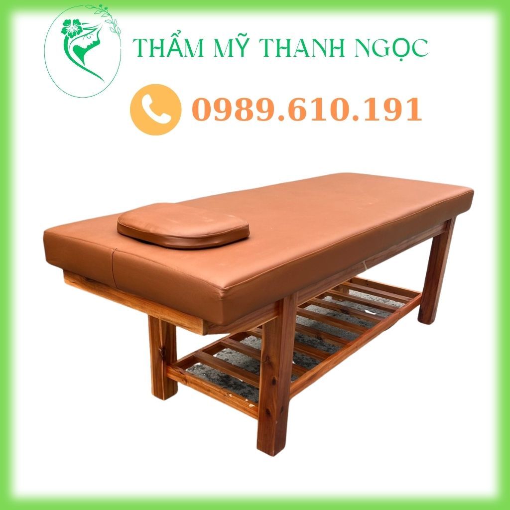 Giường massage trị liệu chân gỗ, giường massage spa khung gỗ, giường spa, giường xoa bóp bấm huyệt khung gỗ chắc chắn