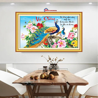 Tranh đính đá, tranh thêu chữ thập vợ chồng công tuyệt đẹp LV113 DV6438 DV6173