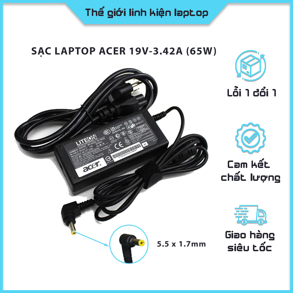 Sạc laptop Acer – eMachines 19V-3.42A – ZIN