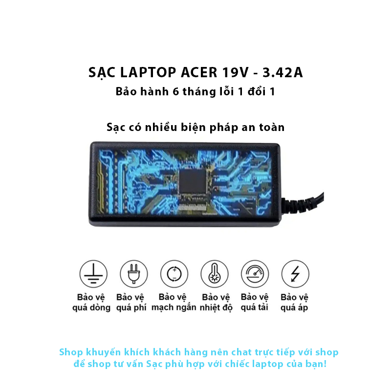 Sạc laptop Acer – eMachines 19V-3.42A – ZIN