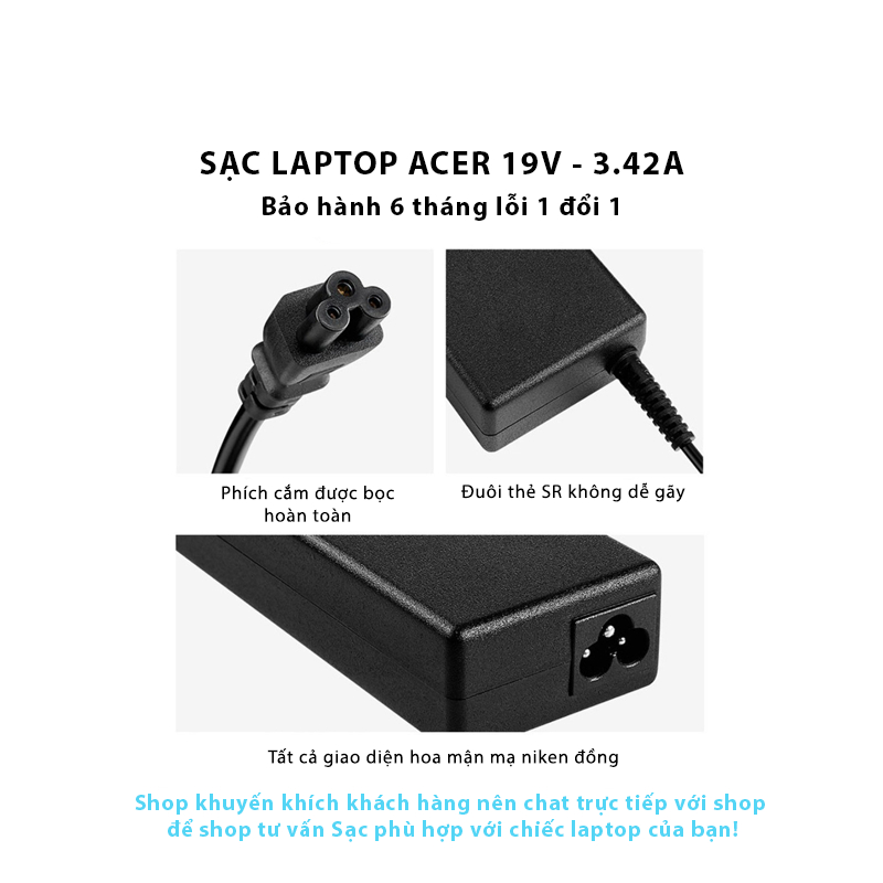 Sạc laptop Acer – eMachines 19V-3.42A – ZIN
