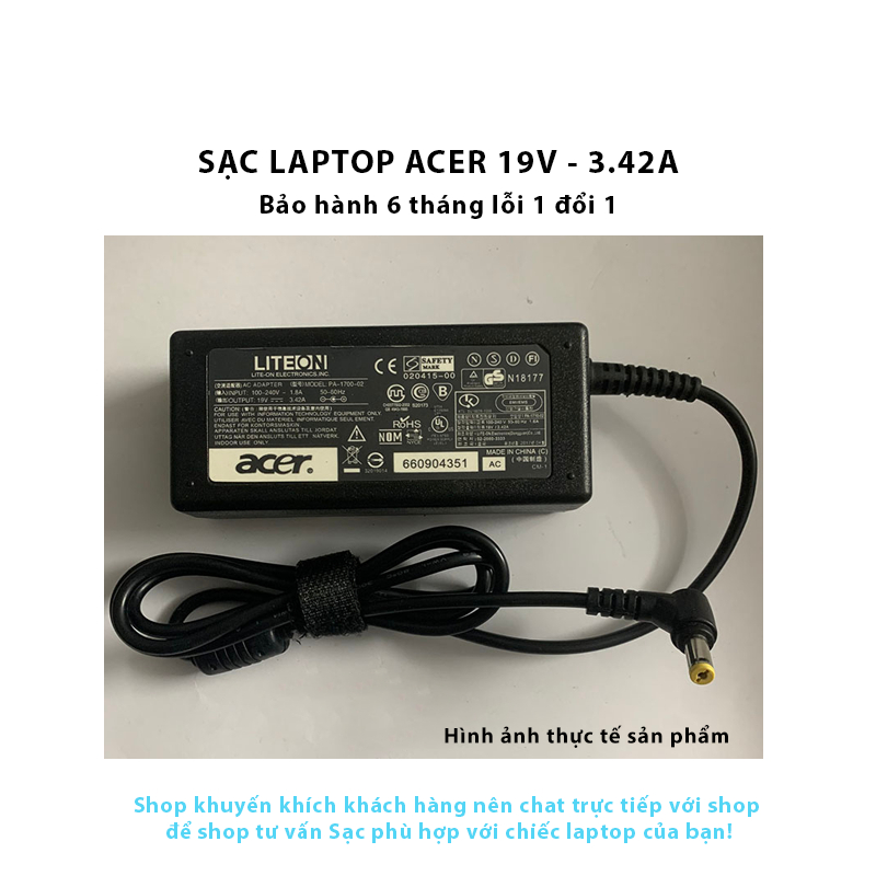 Sạc laptop Acer – eMachines 19V-3.42A – ZIN