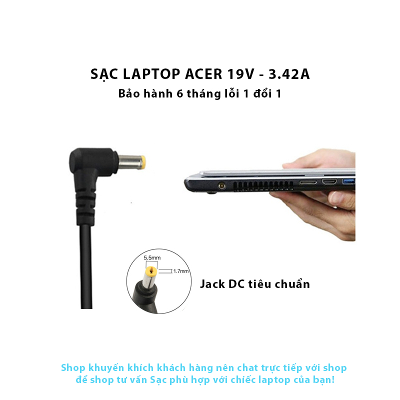 Sạc laptop Acer – eMachines 19V-3.42A – ZIN