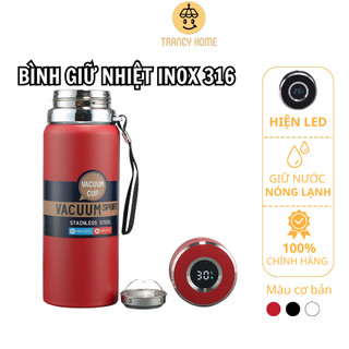 Bình Giữ Nhiệt Hiện Nhiệt Độ TRANCY Dung Tích 600-1000ml Giữ Nhiệt 12h Inox 316 Lưới Lọc Trà