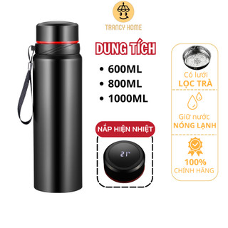  Bình giữ nhiệt hiển thị nhiệt độ TRANCY HOME cao cấp có nắp lọc trà bình đựng nước tiện lợi lõi inox 304 không gỉ 