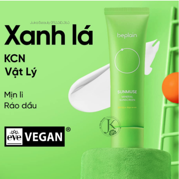 (XANH LÁ) Kem Chống Nắng Kiềm Dầu, Kháng Nước Beplain Sunmuse Mineral Sunscreen SPF50+ PA++++ 50ml