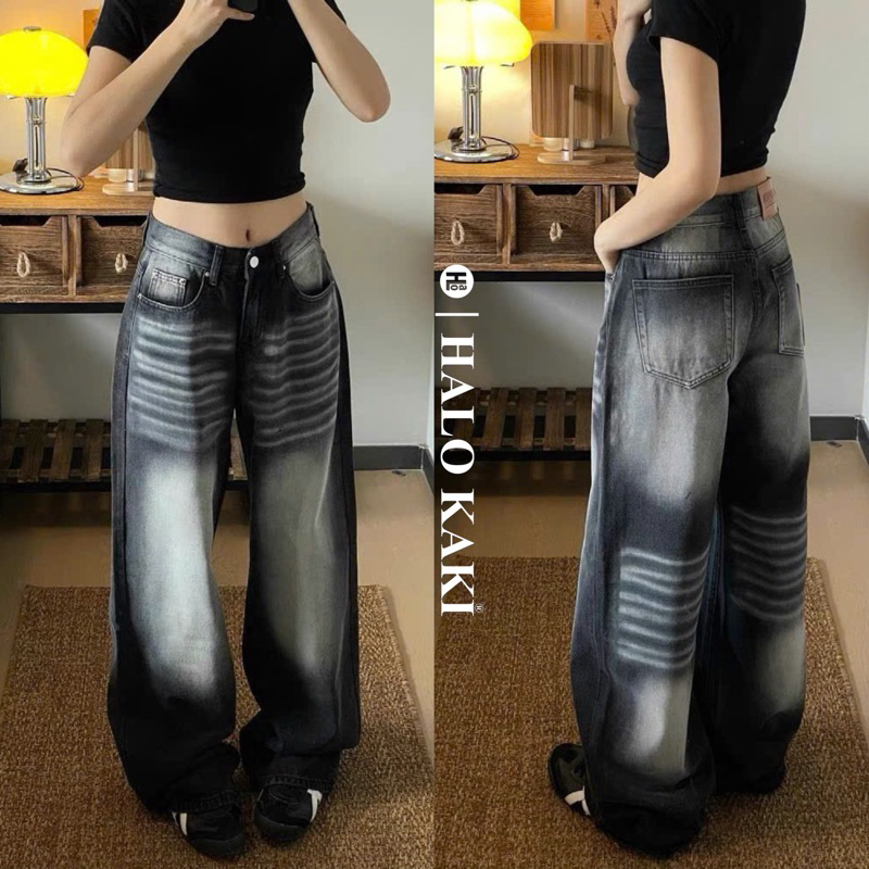 JEANS WASH ĐEN KHÓI BẠC COOL TRƠN NGẦU HALO KAKI cực cháy