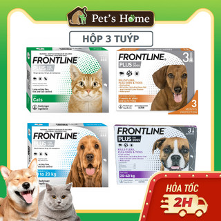 Hộp 3 tuýp Frontline Plus thuốc nhỏ gáy trị ve rận cho chó mèo