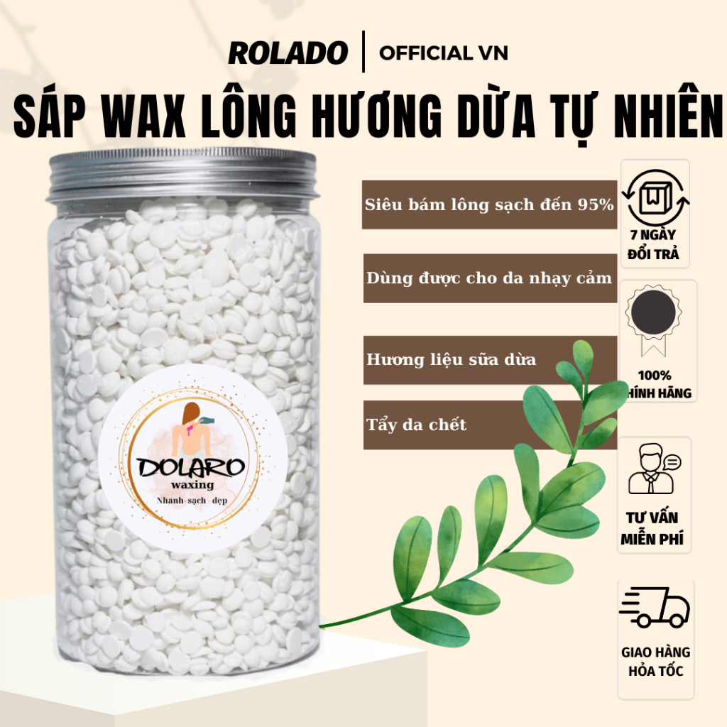 [ CHE TÊN] Sáp wax lông nóng sữa dừa DOLARO loại 1kg, kem tẩy lông dạng nóng hương dừa bám lông an t