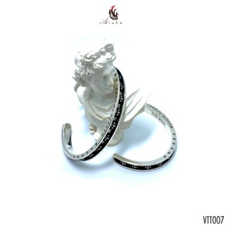 Vòng tay đồng trắng dạng kiềng mạ bạc s925, Chrome Heart gia công tinh xảo màu sáng, freesize - VTT007 - Aluha