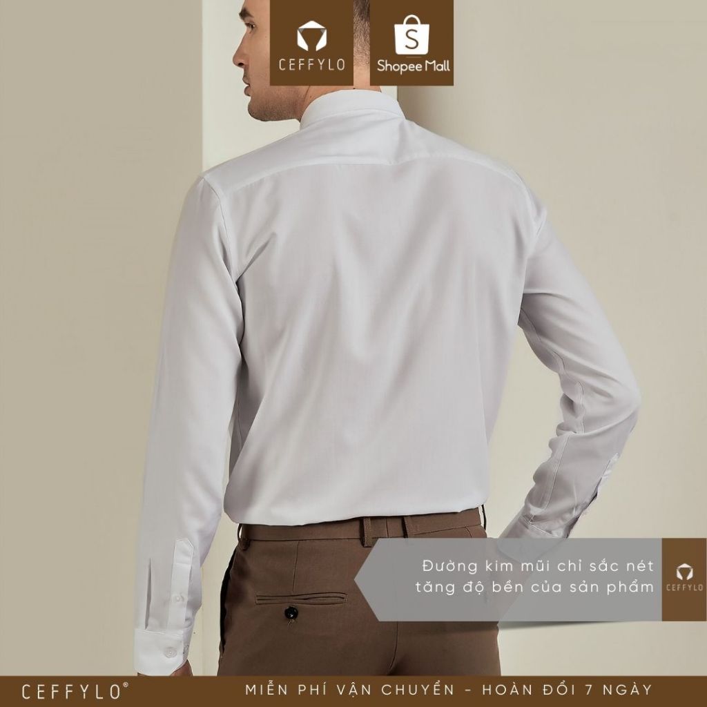 Áo Sơ Mi Nam Dài Tay Trơn Oxford Ceffylo Màu Trắng Thoáng Mát Form Slimfit Thoáng Mát Thấm Hút Mồ Hôi Tốt Thời Trang Nam