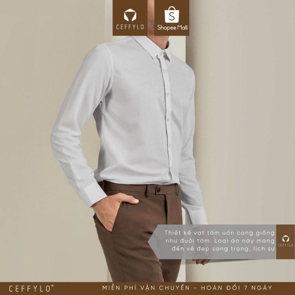 Áo Sơ Mi Nam Dài Tay Trơn Oxford Ceffylo Màu Trắng Thoáng Mát Form Slimfit Thoáng Mát Thấm Hút Mồ Hôi Tốt Thời Trang Nam