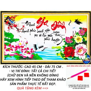 Tranh đính đá giá rẻ - gia đình hạnh phúc bình an 05 - tranh minh hiền