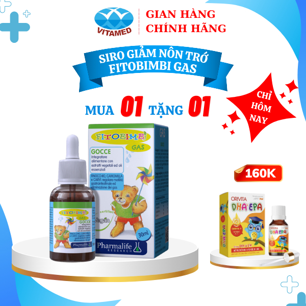 [ Tặng 1 Quà Bất Kì ] Fitobimbi Gas -  Hỗ Trợ Tăng Cường Tiêu Hóa Cho Bé Chai 30ml