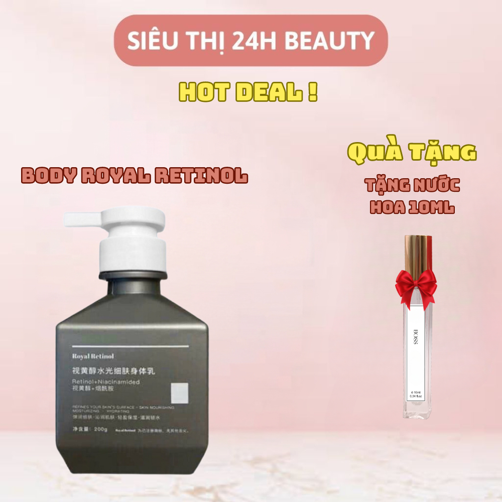 Ủ Trắng Body Royal Retinol - kem ủ kích trắng body royal - hộp 200g dưỡng trắng căng mịn + tặng nước hoa
