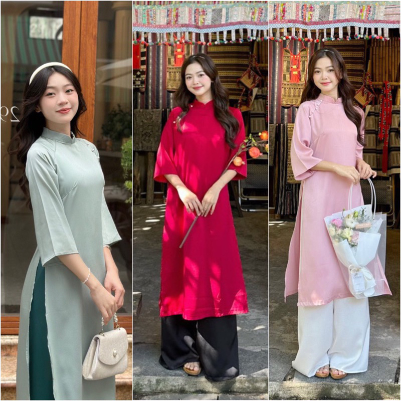 áo dài cách tân dáng xuông nhiều màu đẹp