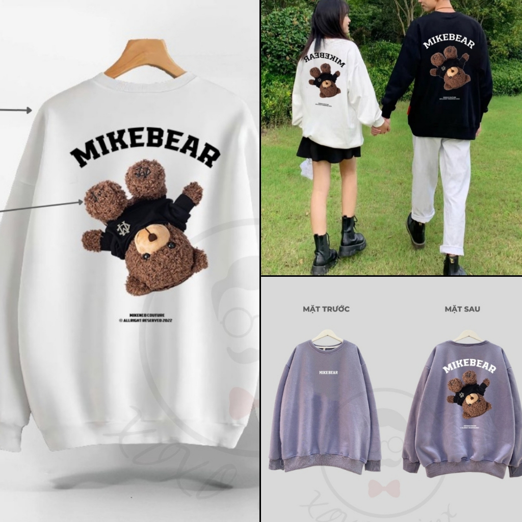 Áo nỉ Sweater Mikenco MikeBear form rộng dày dặn, Áo Nỉ Nam Nữ Unisex