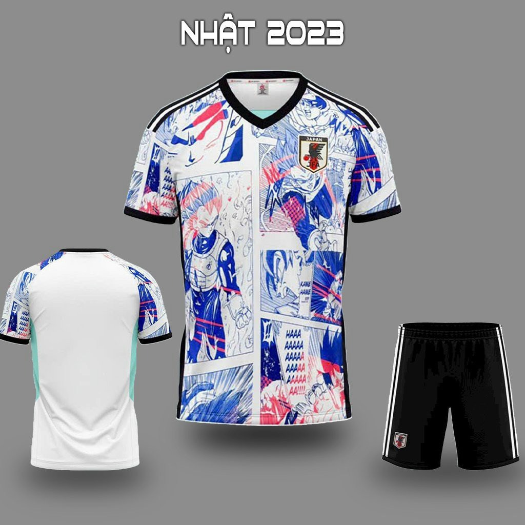 Bộ quần áo bóng đá Nhật Bản DK-2024 trắng họa tiết Truyện tranh