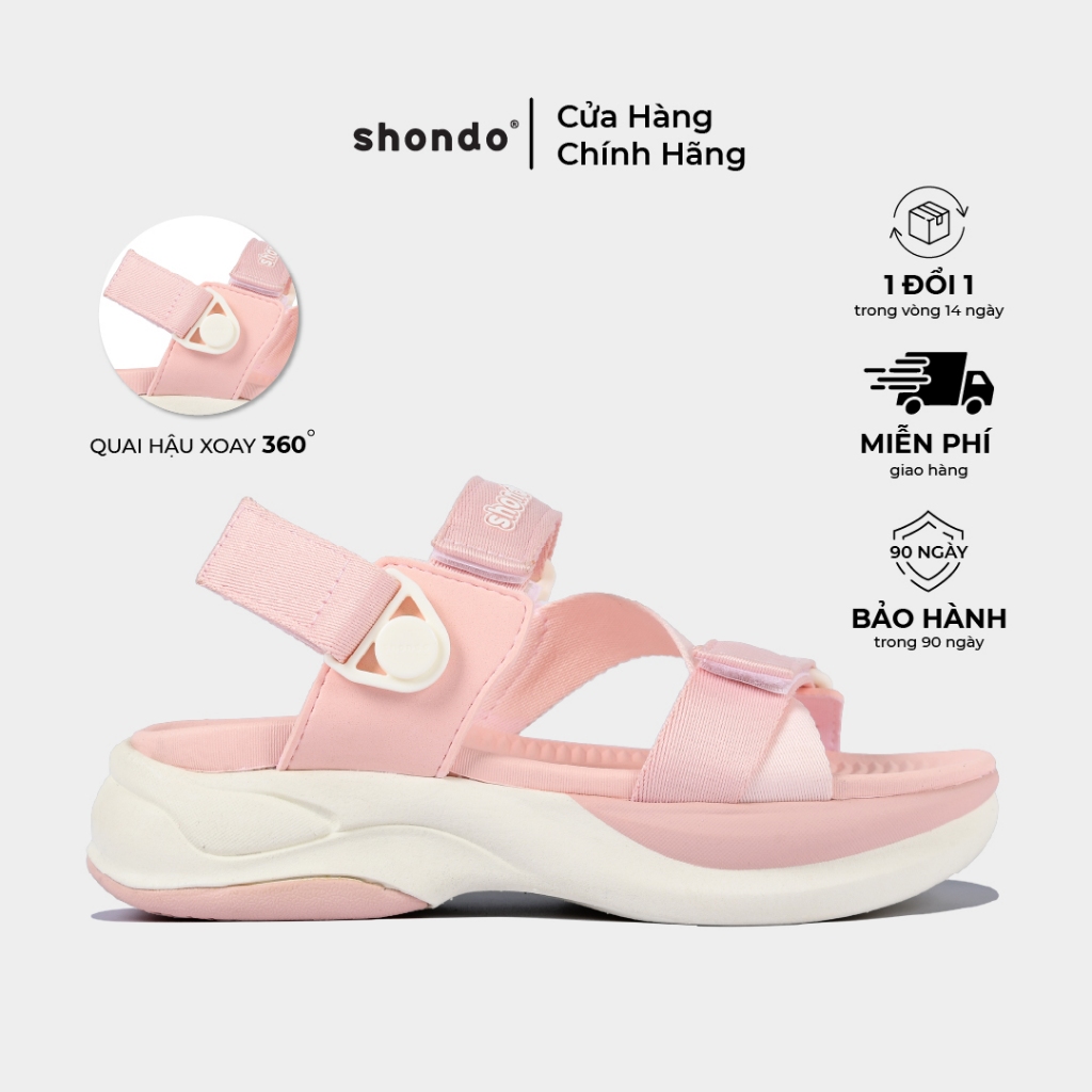 Giày Sandals Nữ SHONDO F8B Êm, Thời Trang Thích Hợp Đi Làm, Đi Học Chơi Be Hồng F8B0070