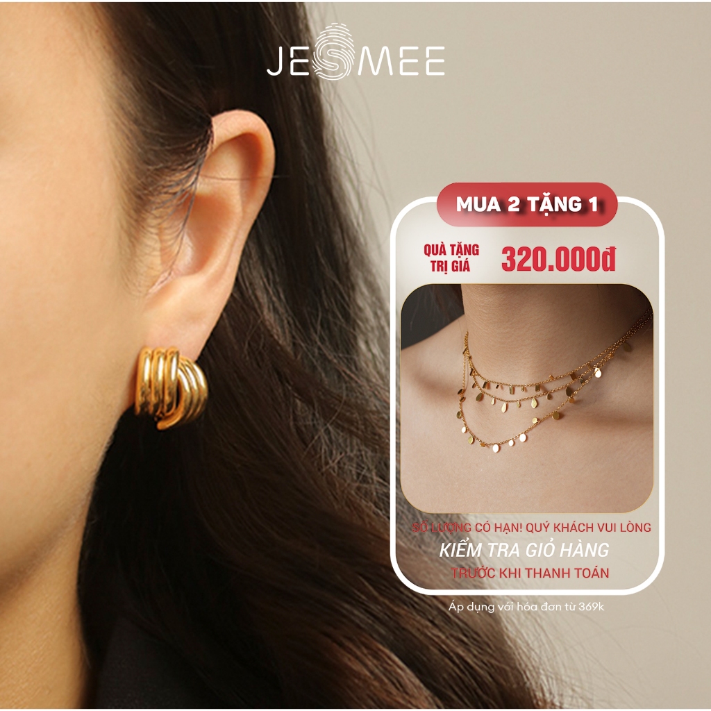 Khuyên tai nữ Regal Hoàng Gia JESMEE bông tai Titan mạ vàng 18k - E6557
