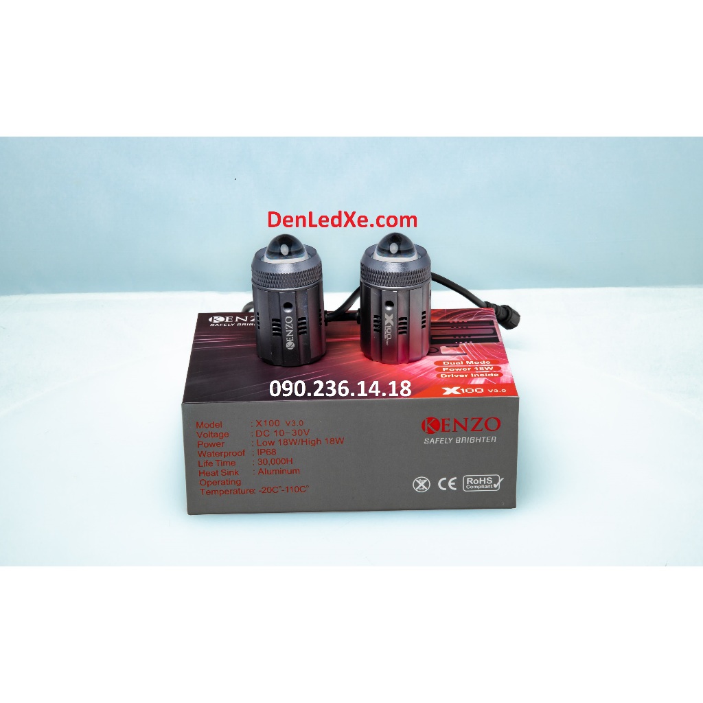 Kenzo X100 - Bi Cầu Led Mini Trợ Sáng 2024 - Hàng Chính Hãng