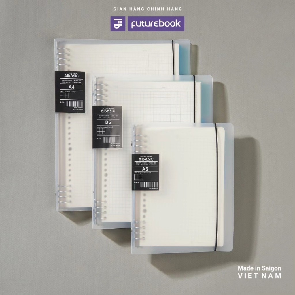 Bìa sổ còng 8 chấu AIBasic A4 B5 A5 CARO Chất liệu còng inox không gỉ kèm phân trang B_470/ B_870/B_