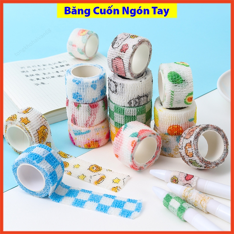 Băng Dán Quấn Ngón Tay Chóng Mài Mòn Co Dãn Tự Dính ,Cuộn Băng Quấn Viết Chữ Nhiều Mẫu Mã