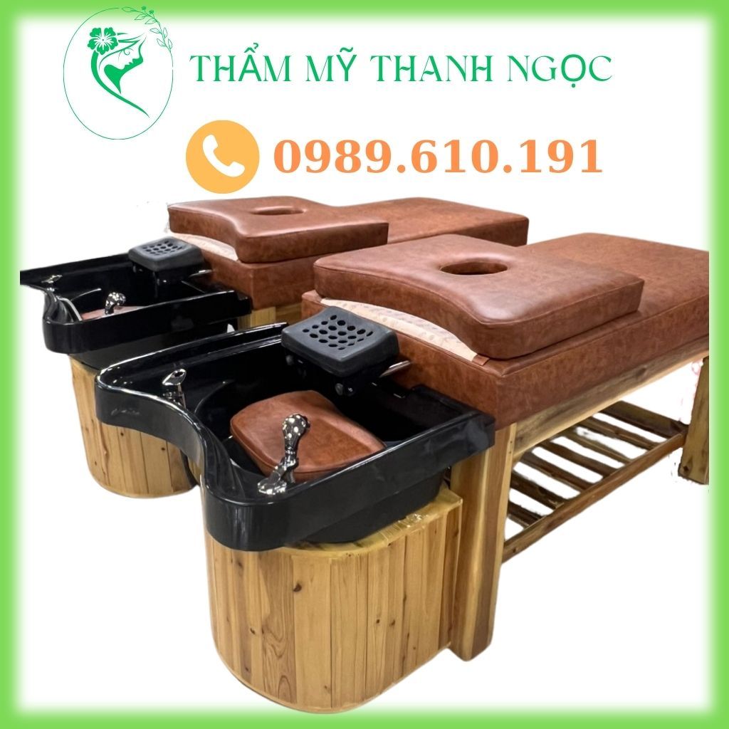 Giường gội đầu massage spa, giường gội đầu 2in1, bàn gội đầu dưỡng sinh khung gỗ chuyên dùng trong spa