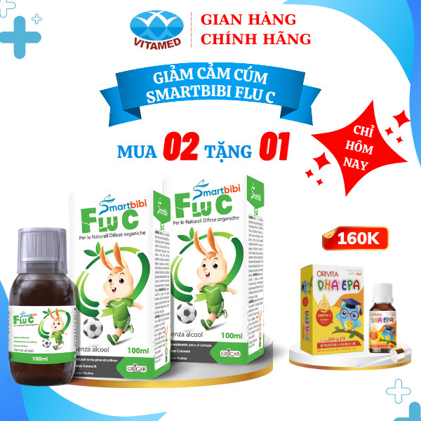 Combo 2 Hộp Smartbibi Flu C - Hỗ Trợ Giảm Triệu Chứng Cảm Lạnh, Cảm Cúm Chai 100 ML