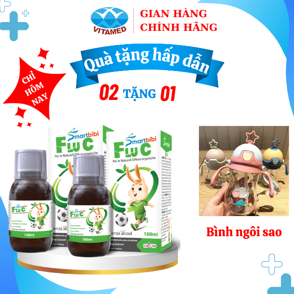 Combo 2 Hộp Smartbibi Flu C - Hỗ Trợ Giảm Triệu Chứng Cảm Lạnh, Cảm Cúm Chai 100 ML