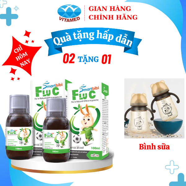 Combo 2 Hộp Smartbibi Flu C - Hỗ Trợ Giảm Triệu Chứng Cảm Lạnh, Cảm Cúm Chai 100 ML