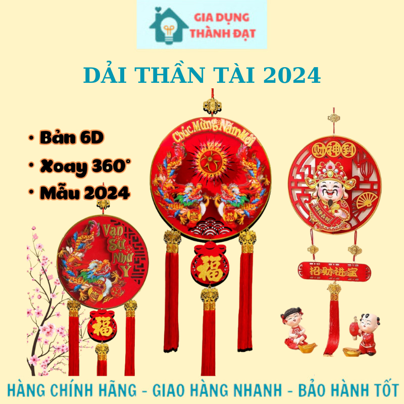 Dải Treo Rồng Lắc Đầu Decor 3D 6 Lớp Chiêu Tài Hút Lộc Chiêu May Mắn Hình Rồng Đại Cát Trang Trí Nhà Cửa Tết 2024