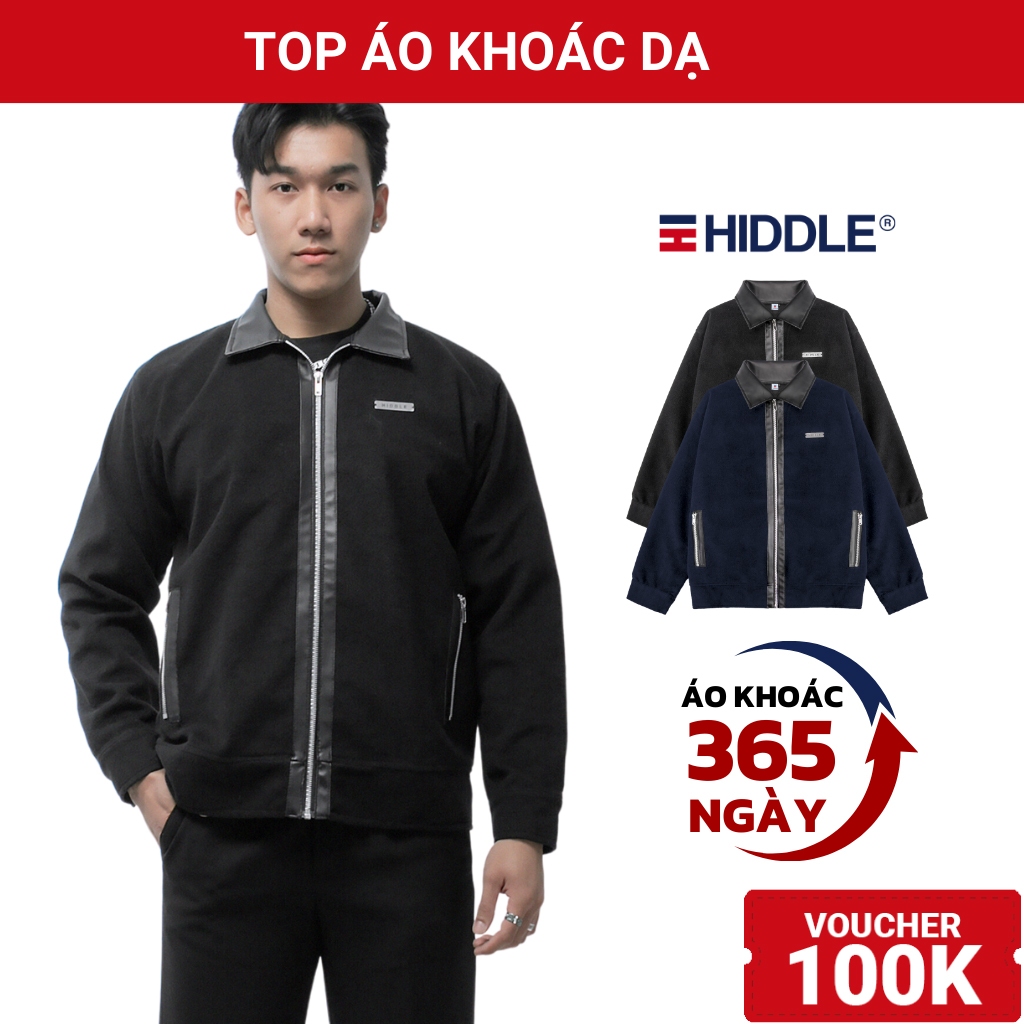 Áo khoác dạ nam cao cấp phối da HIDDLE màu đen, màu xanh rin nhiều size |H11-AK8